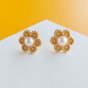 Colette Gold Pearl Stud Earrings by Julie Vos